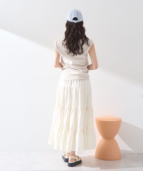 earth music&ecology（アースミュージックアンドエコロジー）の「スリットリボンティアードスカート（スカート・レディース・ブラック/オフホワイト・FREE）」の16枚目の写真