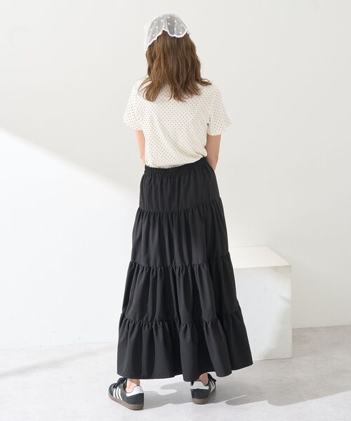 earth music&ecology（アースミュージックアンドエコロジー）の「スリットリボンティアードスカート（スカート・レディース・ブラック/オフホワイト・FREE）」の9枚目の写真
