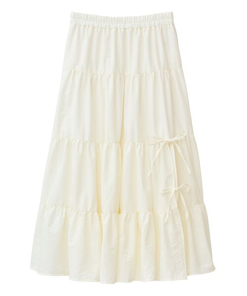 earth music&ecology（アースミュージックアンドエコロジー）の「スリットリボンティアードスカート（スカート・レディース・ブラック/オフホワイト・FREE）」の7枚目の写真