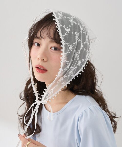 フラワーチュールレースバブーシュカ（バンダナ/スカーフ