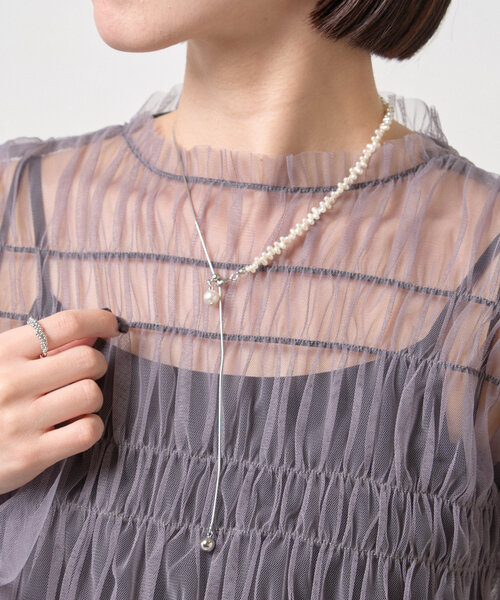 Jena espace merveilleux（ジェナ　エスパスメルヴェイユ）の「パールミックススライドネックレス（リング・レディース・シルバー/ゴールド・FREE）」の2枚目の写真