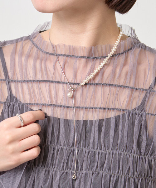 Jena espace merveilleux（ジェナ　エスパスメルヴェイユ）の「パールミックススライドネックレス（リング・レディース・シルバー/ゴールド・FREE）」の3枚目の写真