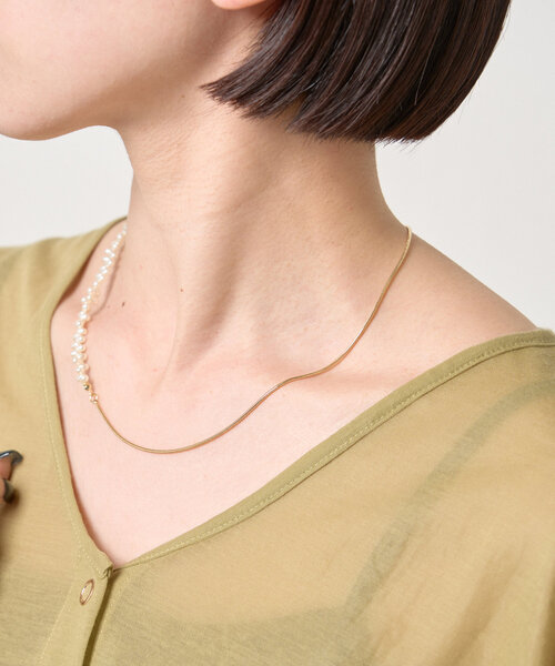 Jena espace merveilleux（ジェナ　エスパスメルヴェイユ）の「パールミックススライドネックレス（リング・レディース・シルバー/ゴールド・FREE）」の7枚目の写真