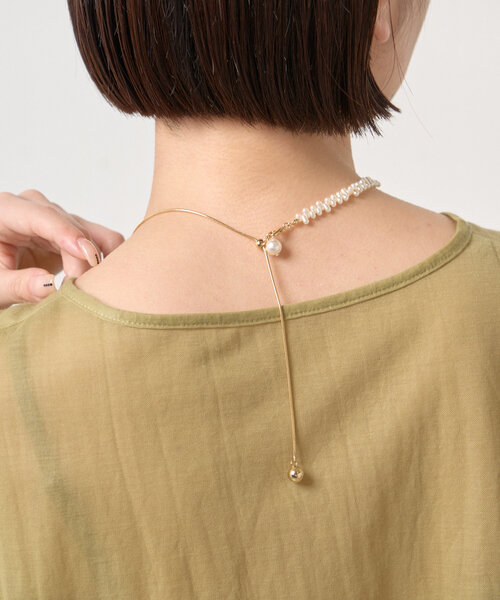 Jena espace merveilleux（ジェナ　エスパスメルヴェイユ）の「パールミックススライドネックレス（リング・レディース・シルバー/ゴールド・FREE）」の8枚目の写真