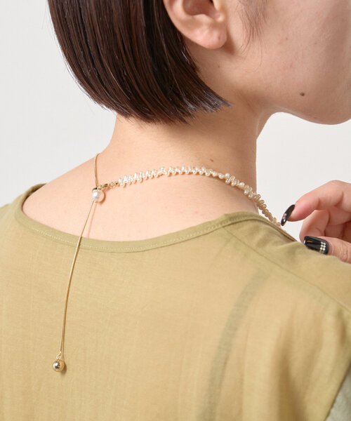 Jena espace merveilleux（ジェナ　エスパスメルヴェイユ）の「パールミックススライドネックレス（リング・レディース・シルバー/ゴールド・FREE）」の9枚目の写真