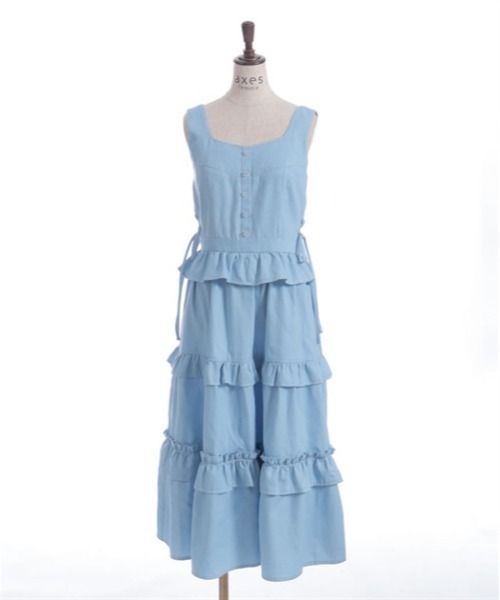 axes femme（アクシーズファム）の「フリルデザインジャンスカ（ジャンパースカート・レディース・ブラック/インディゴブルー/ケミカルウォッシュ・FREE）」の6枚目の写真