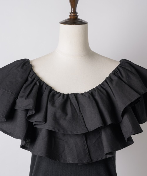 yae（ヤエ）の「2way frills top /2wayフリルトップ（Tシャツ/カットソー・レディース・ホワイト/ブラック・FREE）」の10枚目の写真