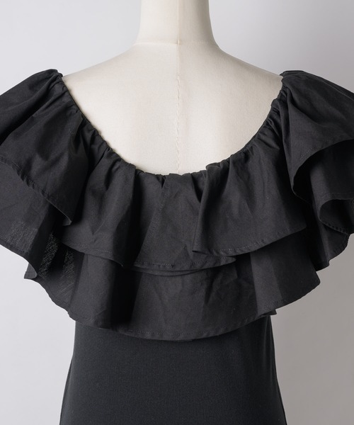 yae（ヤエ）の「2way frills top /2wayフリルトップ（Tシャツ/カットソー・レディース・ホワイト/ブラック・FREE）」の6枚目の写真