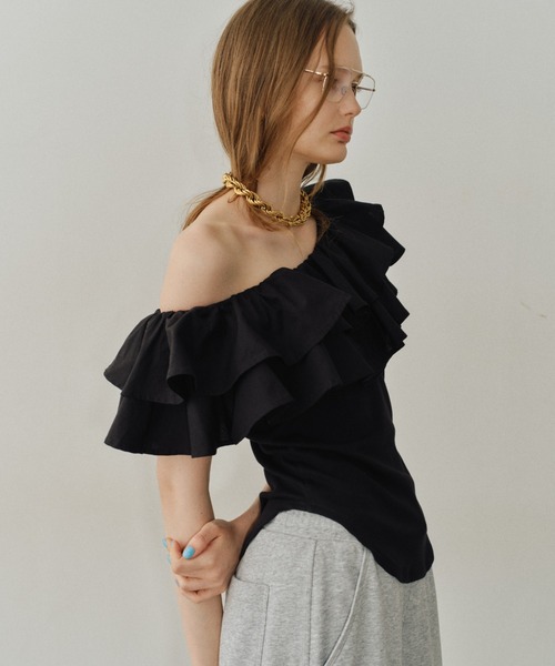 yae（ヤエ）の「2way frills top /2wayフリルトップ（Tシャツ/カットソー・レディース・ホワイト/ブラック・FREE）」の17枚目の写真