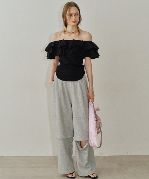 yae（ヤエ）の「2way frills top /2wayフリルトップ（Tシャツ/カットソー・レディース・ホワイト/ブラック・FREE）」の20枚目の写真