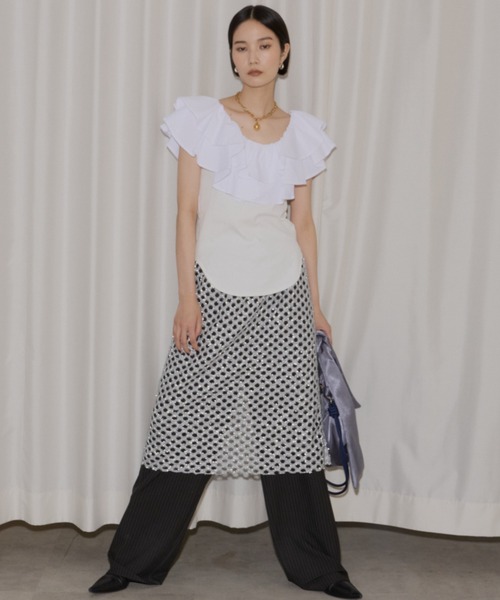 yae(ヤエ)の「2way frills top /2wayフリルトップ(Tシャツ/カットソー・レディース・ホワイト/ブラック・FREE)」の22枚目の写真