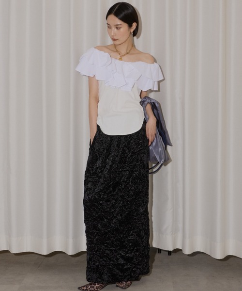 yae(ヤエ)の「2way frills top /2wayフリルトップ(Tシャツ/カットソー・レディース・ホワイト/ブラック・FREE)」の20枚目の写真