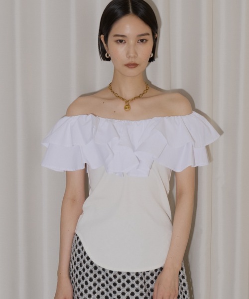 yae(ヤエ)の「2way frills top /2wayフリルトップ(Tシャツ/カットソー・レディース・ホワイト/ブラック・FREE)」の17枚目の写真