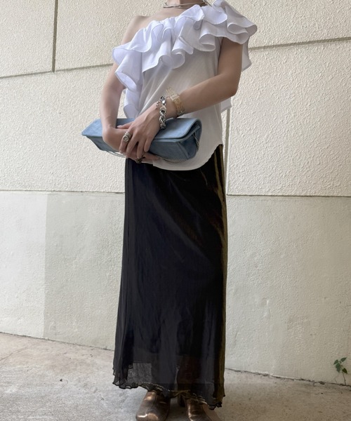 yae（ヤエ）の「2way frills top /2wayフリルトップ（Tシャツ/カットソー・レディース・ホワイト/ブラック・FREE）」の22枚目の写真
