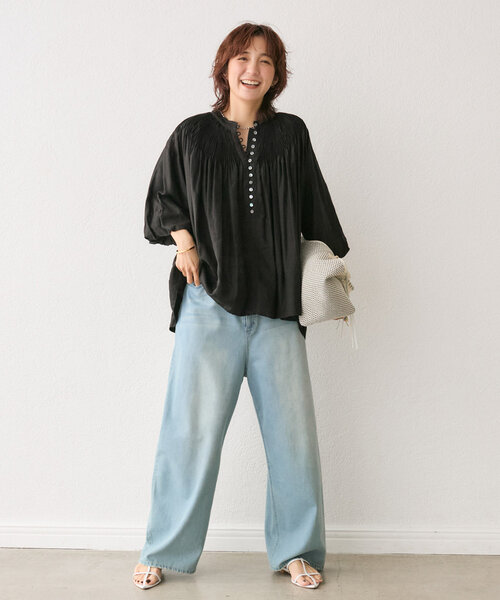 RIVE DROITE(リヴドロワ)の「【à Nice (ア ・ニース)】ハンドプリーツブラウス(シャツ/ブラウス・レディース・オフホワイト/ブラック/モカ・FREE)」の13枚目の写真