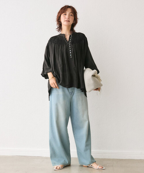 RIVE DROITE(リヴドロワ)の「【à Nice (ア ・ニース)】ハンドプリーツブラウス(シャツ/ブラウス・レディース・オフホワイト/ブラック/モカ・FREE)」の14枚目の写真