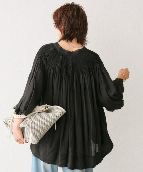 RIVE DROITE(リヴドロワ)の「【à Nice (ア ・ニース)】ハンドプリーツブラウス(シャツ/ブラウス・レディース・オフホワイト/ブラック/モカ・FREE)」の19枚目の写真