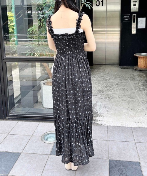 INGNI ワンピース ドレス 2way INGNI ワンピース 2Wayフリル花柄シャーリングワンピース