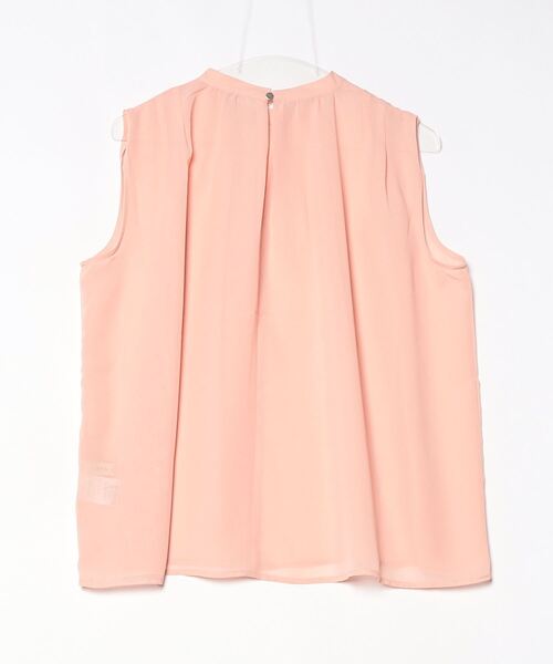 NANO universe（ナノユニバース）の「シアージョーゼットギャザーノースリーブブラウス（シャツ/ブラウス・レディース・ホワイト/ブラック/サーモンピンク・FREE）」の4枚目の写真
