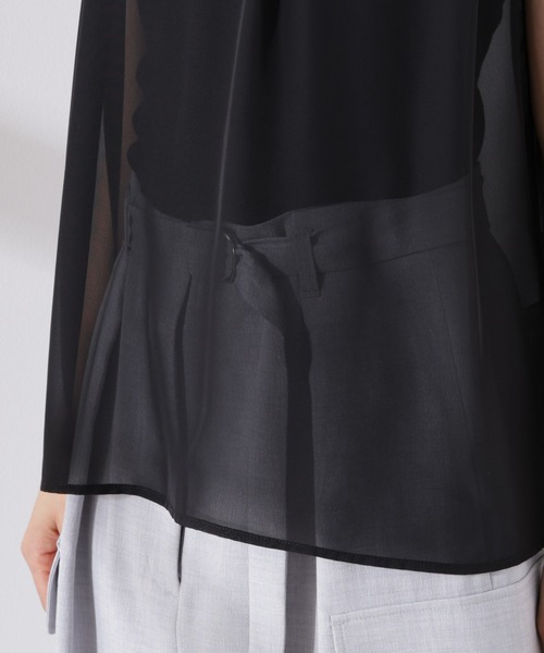 NANO universe（ナノユニバース）の「シアージョーゼットギャザーノースリーブブラウス（シャツ/ブラウス・レディース・ホワイト/ブラック/サーモンピンク・FREE）」の14枚目の写真