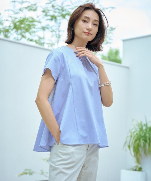 J.PRESS(ジェイプレス)の「【WEB限定・洗える】ストライプジャージー フレア カットソー(Tシャツ/カットソー・レディース・ダークグリーン系1/パープル系1/サックスブルー系1・MEDIUM/LARGE)」の5枚目の写真