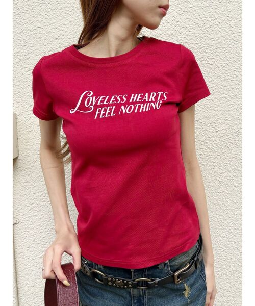 EVRIS（エヴリス）の「タイトグラフィックTシャツ（Tシャツ/カットソー・レディース・ホワイト/レッド/ブラック・FREE）」の10枚目の写真