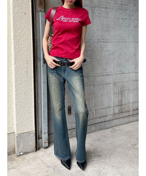 EVRIS（エヴリス）の「タイトグラフィックTシャツ（Tシャツ/カットソー・レディース・ホワイト/レッド/ブラック・FREE）」の14枚目の写真