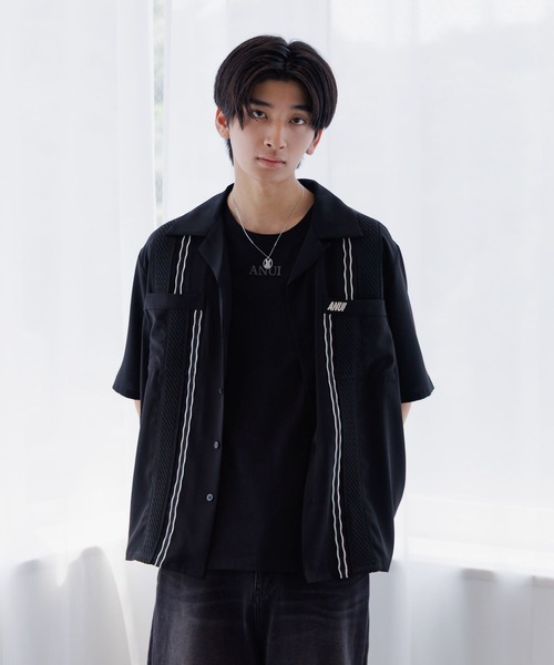 Anui(アニュイ)の「【UNISEX】パッチトロミカイキンシャツ(シャツ/ブラウス・レディース・ブラック/ボルドー・MEDIUM)」の5枚目の写真