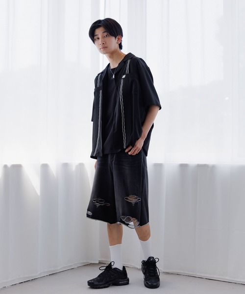 Anui(アニュイ)の「【UNISEX】パッチトロミカイキンシャツ(シャツ/ブラウス・レディース・ブラック/ボルドー・MEDIUM)」の7枚目の写真