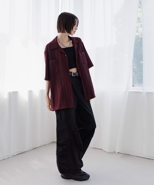 Anui(アニュイ)の「【UNISEX】パッチトロミカイキンシャツ(シャツ/ブラウス・レディース・ブラック/ボルドー・MEDIUM)」の12枚目の写真