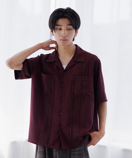 Anui(アニュイ)の「【UNISEX】パッチトロミカイキンシャツ(シャツ/ブラウス・レディース・ブラック/ボルドー・MEDIUM)」の14枚目の写真