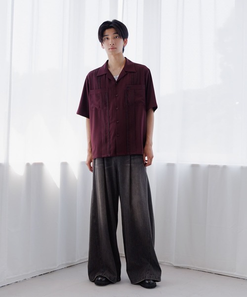 Anui(アニュイ)の「【UNISEX】パッチトロミカイキンシャツ(シャツ/ブラウス・レディース・ブラック/ボルドー・MEDIUM)」の18枚目の写真