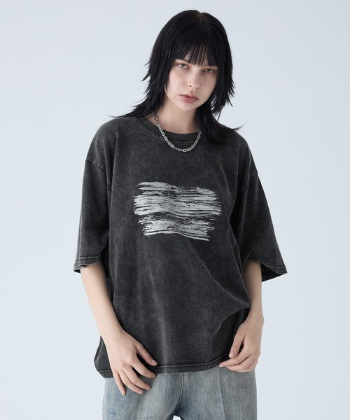 VELNUS】Sulfur Snow Vintage Foil Print Short Sleeve T-Shirt/硫化