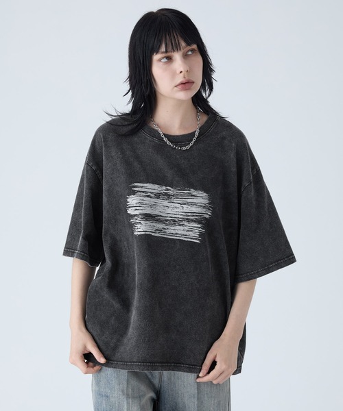 VELNUS(ベルナス)の「【VELNUS】Sulfur Snow Vintage Foil Print Short Sleeve T-Shirt/硫化スノーヴィンテージ加工箔プリント半袖Tシャツ(Tシャツ/カットソー・メンズ・チャコールグレー/ブルー・L/M/S)」の10枚目の写真