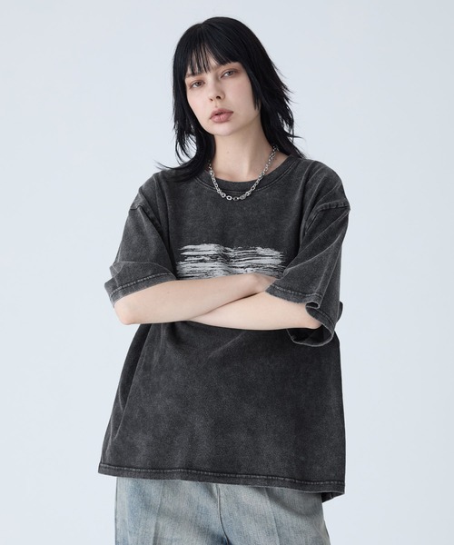 VELNUS(ベルナス)の「【VELNUS】Sulfur Snow Vintage Foil Print Short Sleeve T-Shirt/硫化スノーヴィンテージ加工箔プリント半袖Tシャツ(Tシャツ/カットソー・メンズ・チャコールグレー/ブルー・L/M/S)」の11枚目の写真