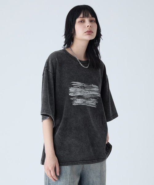 VELNUS(ベルナス)の「【VELNUS】Sulfur Snow Vintage Foil Print Short Sleeve T-Shirt/硫化スノーヴィンテージ加工箔プリント半袖Tシャツ(Tシャツ/カットソー・メンズ・チャコールグレー/ブルー・L/M/S)」の7枚目の写真