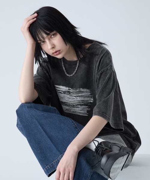 VELNUS(ベルナス)の「【VELNUS】Sulfur Snow Vintage Foil Print Short Sleeve T-Shirt/硫化スノーヴィンテージ加工箔プリント半袖Tシャツ(Tシャツ/カットソー・メンズ・チャコールグレー/ブルー・L/M/S)」の14枚目の写真