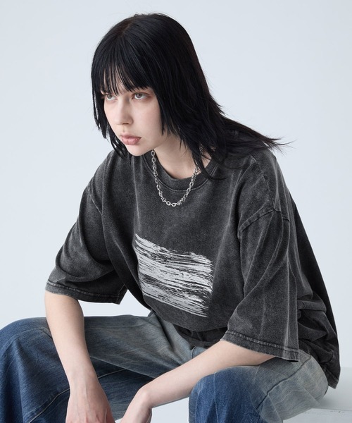 VELNUS(ベルナス)の「【VELNUS】Sulfur Snow Vintage Foil Print Short Sleeve T-Shirt/硫化スノーヴィンテージ加工箔プリント半袖Tシャツ(Tシャツ/カットソー・メンズ・チャコールグレー/ブルー・L/M/S)」の15枚目の写真