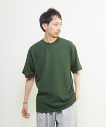 テクスチャーメッシュクルーネックTシャツ