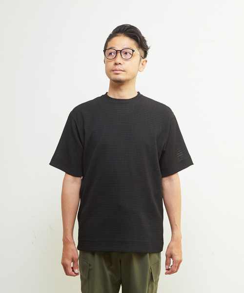 MEN'S MELROSE(メンズメルローズ)の「テクスチャーメッシュクルーネックTシャツ(Tシャツ/カットソー・メンズ・ブラック/グリーン/ブラウン・4/3/2)」の4枚目の写真