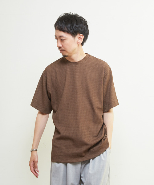 MEN'S MELROSE(メンズメルローズ)の「テクスチャーメッシュクルーネックTシャツ(Tシャツ/カットソー・メンズ・ブラック/グリーン/ブラウン・4/3/2)」の9枚目の写真