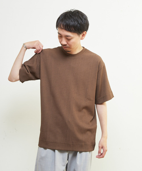 MEN'S MELROSE(メンズメルローズ)の「テクスチャーメッシュクルーネックTシャツ(Tシャツ/カットソー・メンズ・ブラック/グリーン/ブラウン・4/3/2)」の10枚目の写真