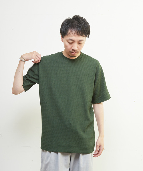 MEN'S MELROSE(メンズメルローズ)の「テクスチャーメッシュクルーネックTシャツ(Tシャツ/カットソー・メンズ・ブラック/グリーン/ブラウン・4/3/2)」の15枚目の写真