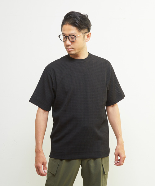 MEN'S MELROSE(メンズメルローズ)の「テクスチャーメッシュクルーネックTシャツ(Tシャツ/カットソー・メンズ・ブラック/グリーン/ブラウン・4/3/2)」の19枚目の写真