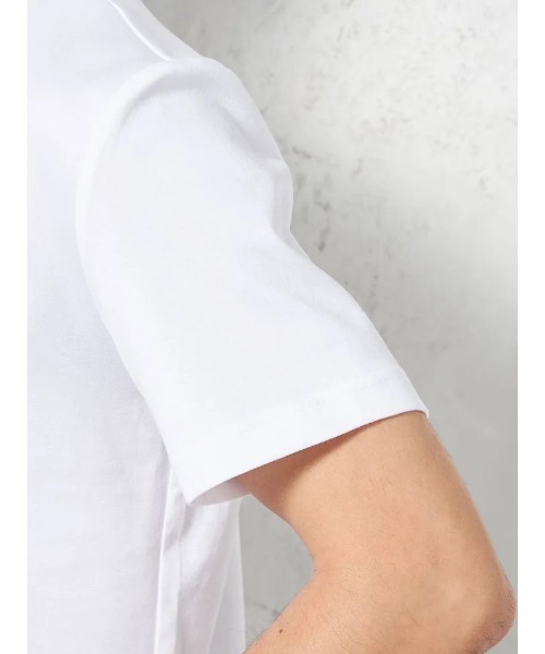 HARUYAMA(ハルヤマ)の「【吸湿冷感】完全ノーアイロン 半袖 アイTシャツ スロープネック(Tシャツ/カットソー・メンズ・ブラック/ブラウン/ホワイト・L/M/LL/3L/S)」の6枚目の写真
