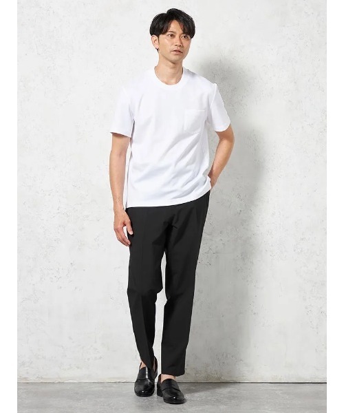 HARUYAMA(ハルヤマ)の「【吸湿冷感】完全ノーアイロン 半袖 アイTシャツ スロープネック(Tシャツ/カットソー・メンズ・ブラック/ブラウン/ホワイト・L/M/LL/3L/S)」の10枚目の写真