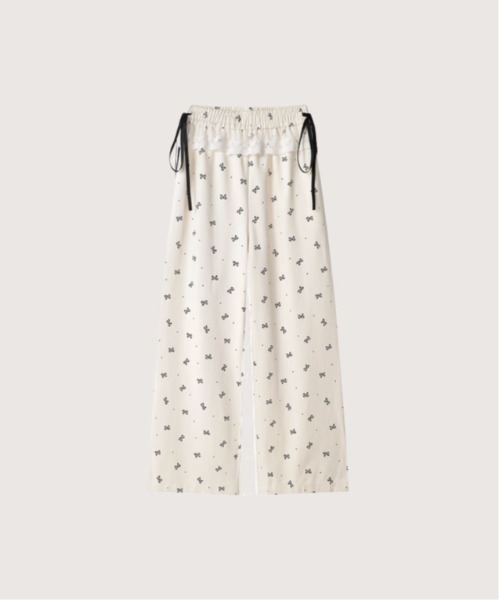 LA POMME petit(ラポミ・プチ)の「Many Ribbon Sweat Pants(スウェットパンツ・レディース・アイボリー・LARGE/MEDIUM/SMALL)」の1枚目の写真