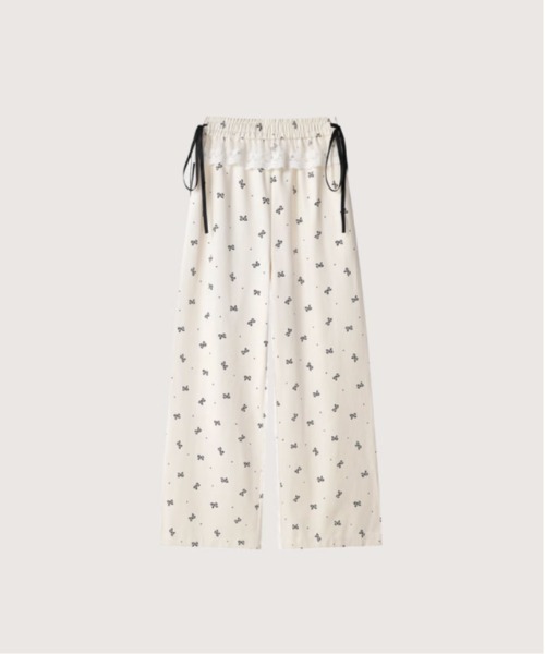 LA POMME petit(ラポミ・プチ)の「Many Ribbon Sweat Pants(スウェットパンツ・レディース・アイボリー・LARGE/MEDIUM/SMALL)」の2枚目の写真