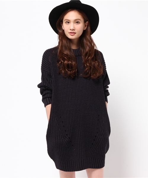 VENCEEXCHANGE（ヴァンスエクスチェンジ）の「畦ハイネックワンピース     （ワンピース・レディース・ネイビー/オフホワイト/ブラック・MEDIUM）」の3枚目の写真