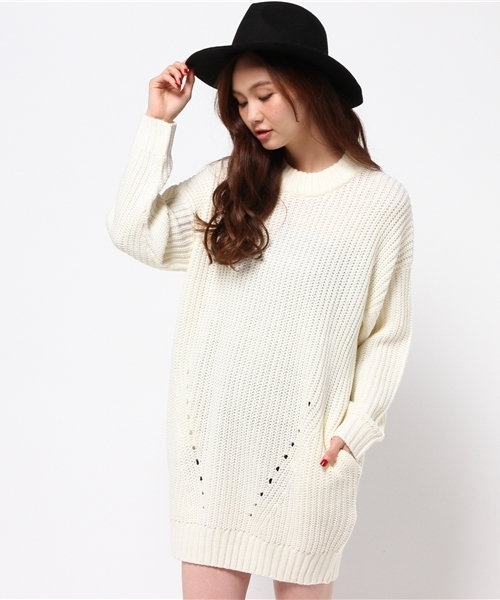 VENCEEXCHANGE（ヴァンスエクスチェンジ）の「畦ハイネックワンピース     （ワンピース・レディース・ネイビー/オフホワイト/ブラック・MEDIUM）」の2枚目の写真